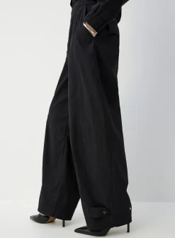 Linen-blend barrel-leg pant