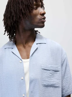Linen-blend camp shirt