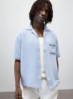 Linen-blend camp shirt