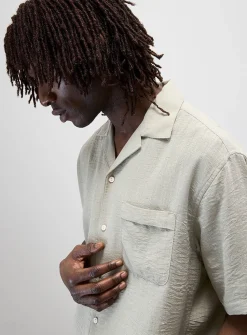 Linen-blend camp shirt