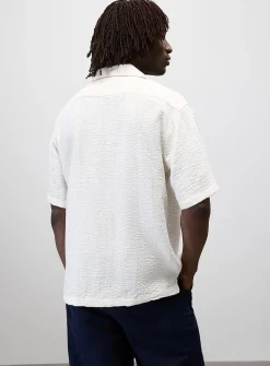 Linen-blend camp shirt
