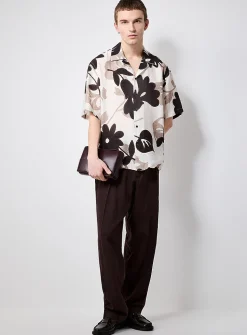 Linen-blend chocolate-brown pant
