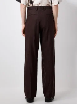 Linen-blend chocolate-brown pant