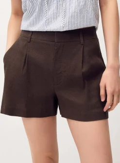 Linen-blend dress mini short