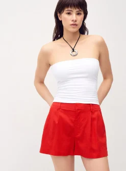 Linen-blend dress mini short