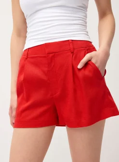 Linen-blend dress mini short