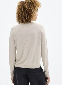 Linen-blend fine-knit cardigan