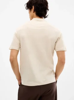 Linen-blend jersey polo