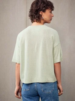 Linen blend solid sweater