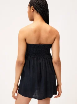 Linen blend tube minidress