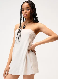 Linen blend tube minidress