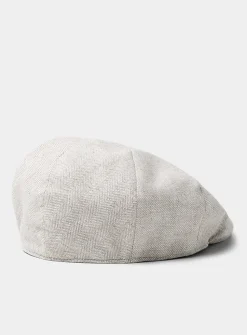 Linen-cotton herringbone driver cap