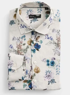100% linen floral shirt
