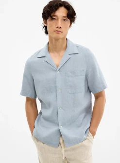 100% linen pastel camp shirt