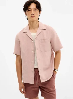 100% linen pastel camp shirt