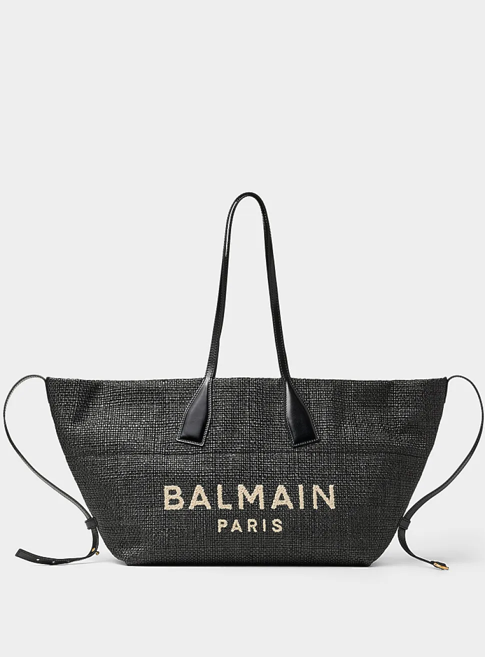 Logo faux-raffia tote bag