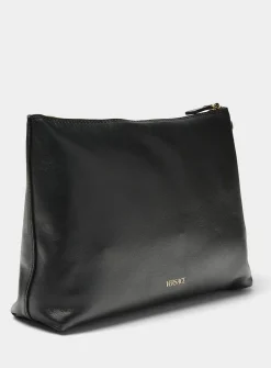 Logo leather clutch