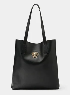 Logo leather tote bag