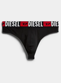Logo-waist stretch thong