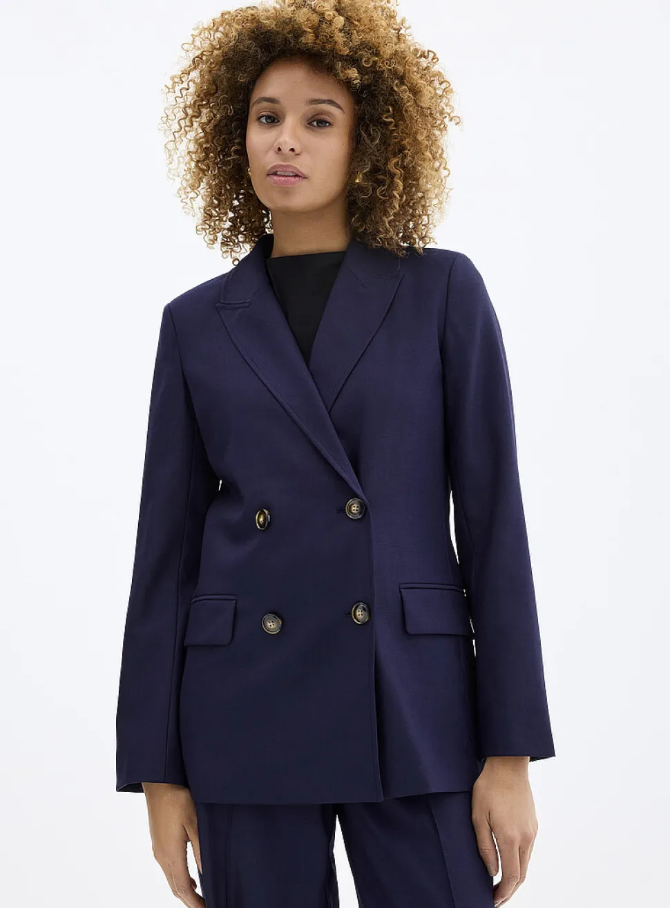 Long double-breasted blazer