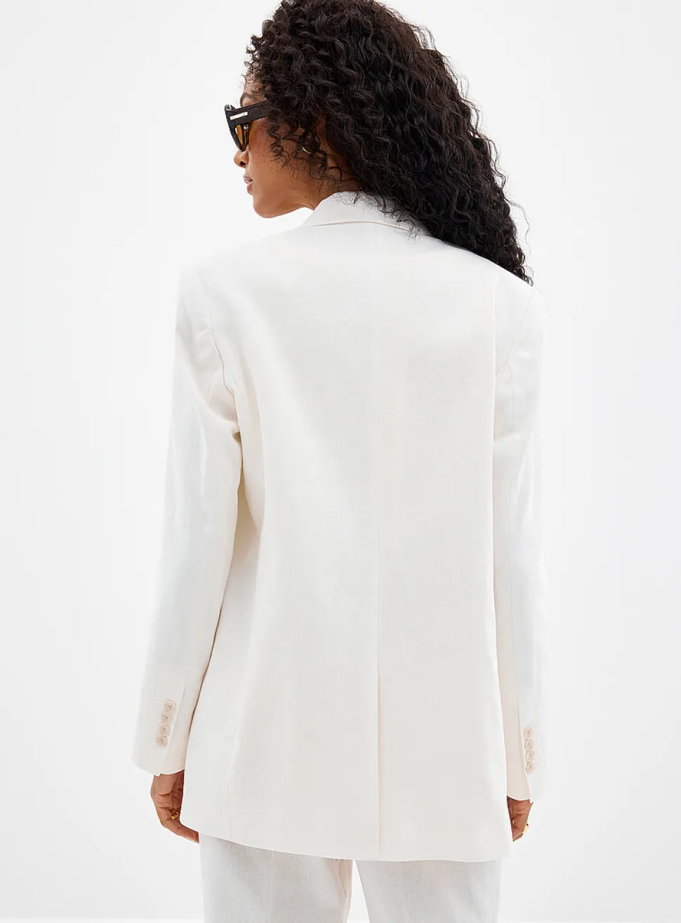 Long loose linen-cotton blazer