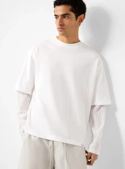 Long-sleeve faux-layered T-shirt