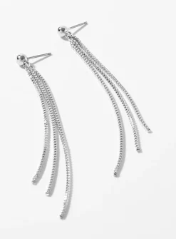 Long triple-chain earrings