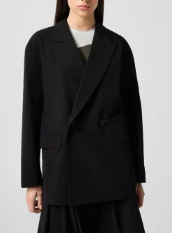 Looped double-breasted loose blazer