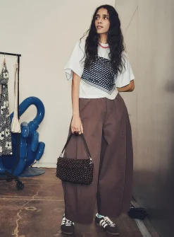 Loose elastic-waist barrel pant