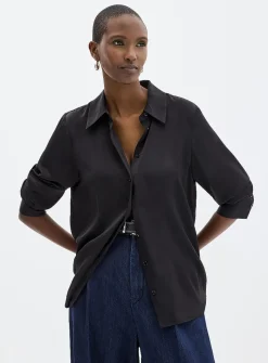 Loose fluid satin shirt