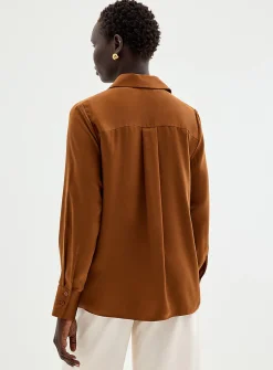 Loose fluid satin shirt