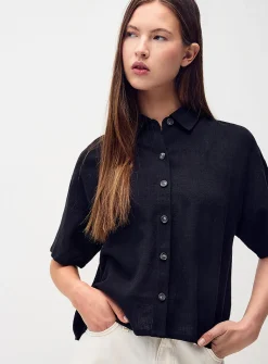 Loose linen blend shirt