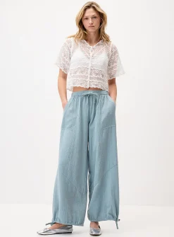 Loose organic cotton gauze jogger
