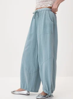 Loose organic cotton gauze jogger
