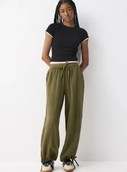 Loose organic cotton gauze jogger