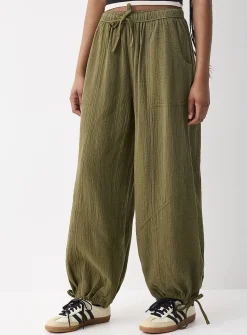 Loose organic cotton gauze jogger