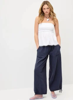 Loose organic cotton gauze jogger