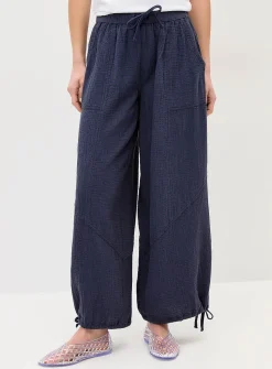 Loose organic cotton gauze jogger