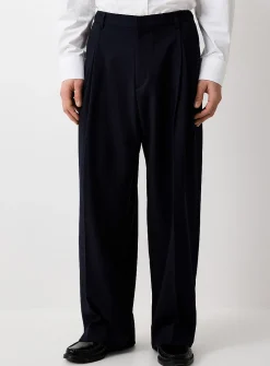 Loose pleated comfort-waist pant