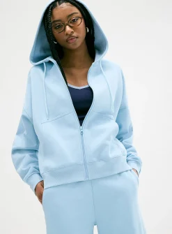 Loose zip fleece hoodie