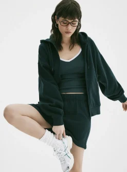 Loose zip fleece hoodie