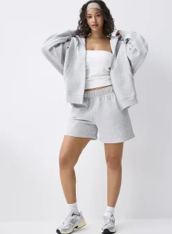 Loose zip fleece hoodie