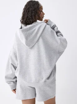 Loose zip fleece hoodie