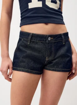 Low-rise denim mini short