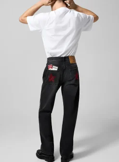 Lucky Stars and Lucky Strikes rhinestone pockets jean