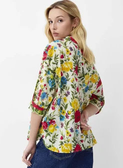 Lush bloom officer-collar shirt