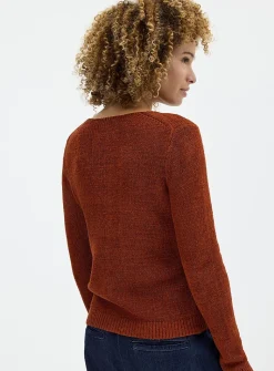 Lustrous ribbon-knit cardigan