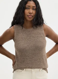Lustrous ribbon-knit sweater vest