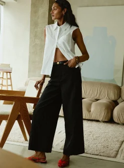 Lyocell-linen cropped pant