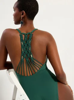 Macramé accent one-piece